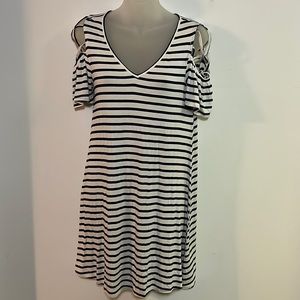 Red Camel Striped Criss-Cross Cold Shoulder Knit Mini Dress Size XS NWT